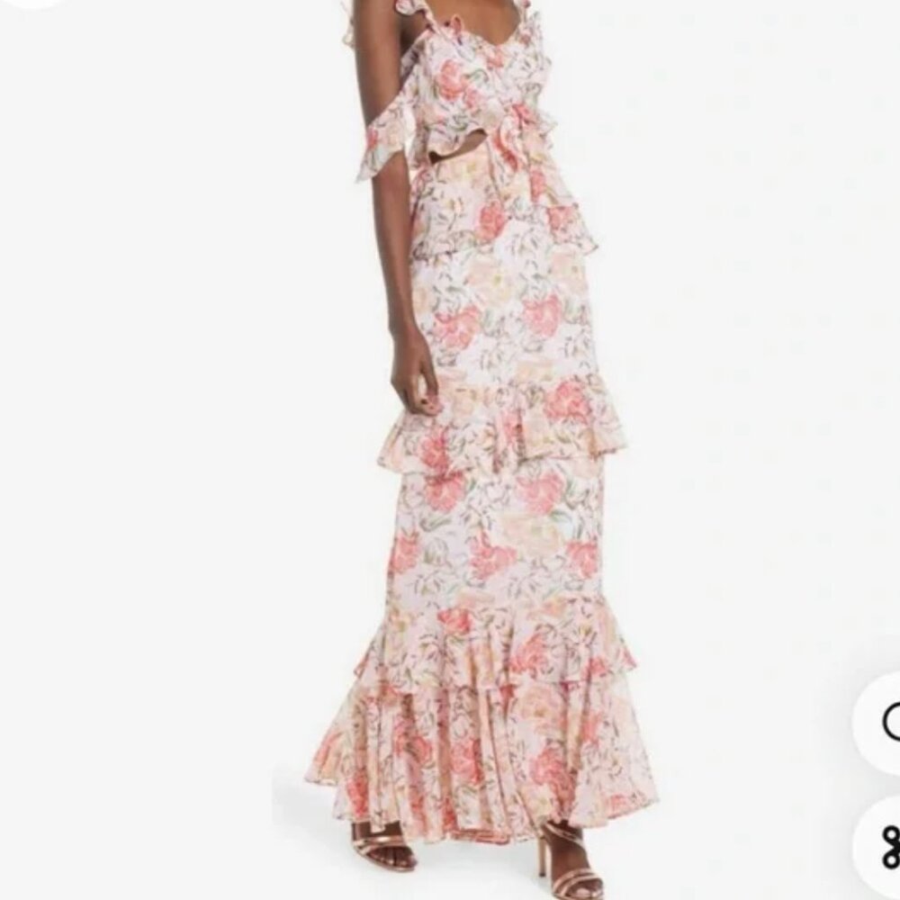 Wayf Milan Cut Out Ruffle Maxi Dress